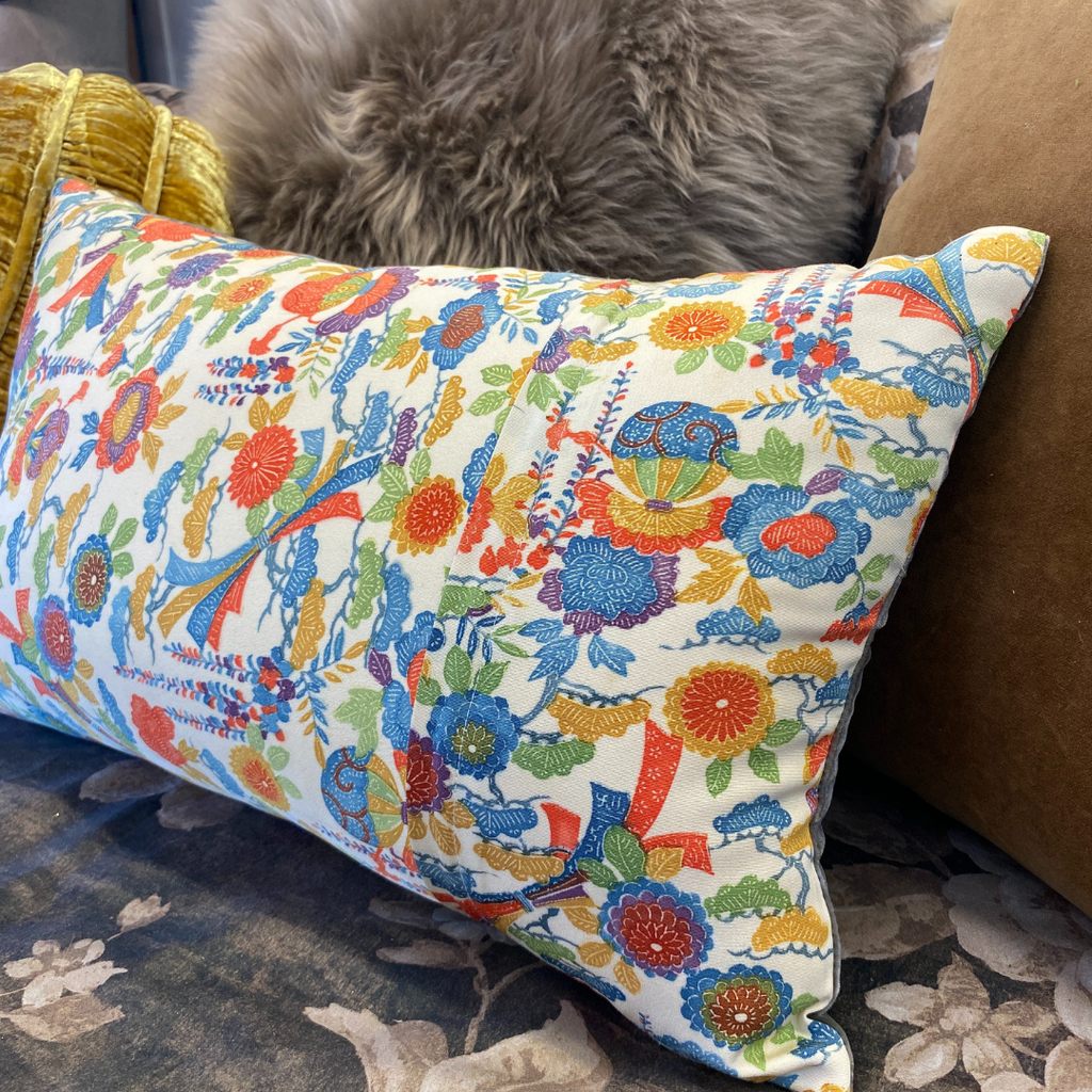 Vintage Kimono and Velvet Cushion
