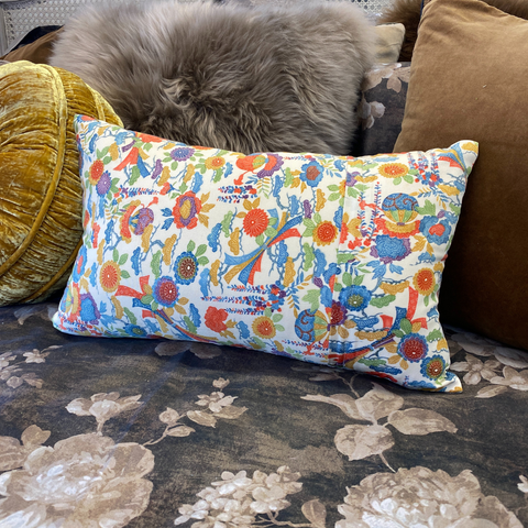 Vintage Kimono and Velvet Cushion