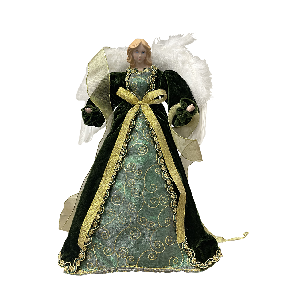 Tree Top Angel in Green & Gold