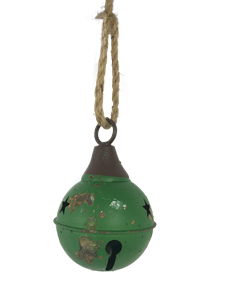 Aged Green Metal Ball Bell Hanging