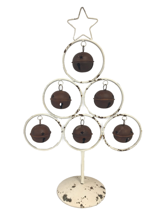 Aged White Metal Bell Tree