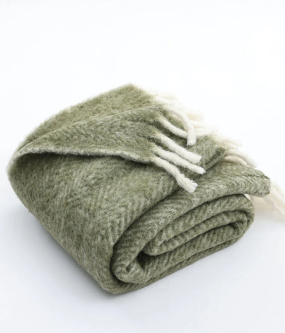 New Zealand Wool Throw ~ Olive
