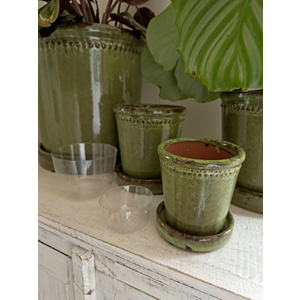 Flower Pot Glazed Green 12cm