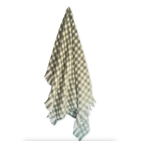 Bliss Wool Mohair Blend Throw ~ Olive/Winter White