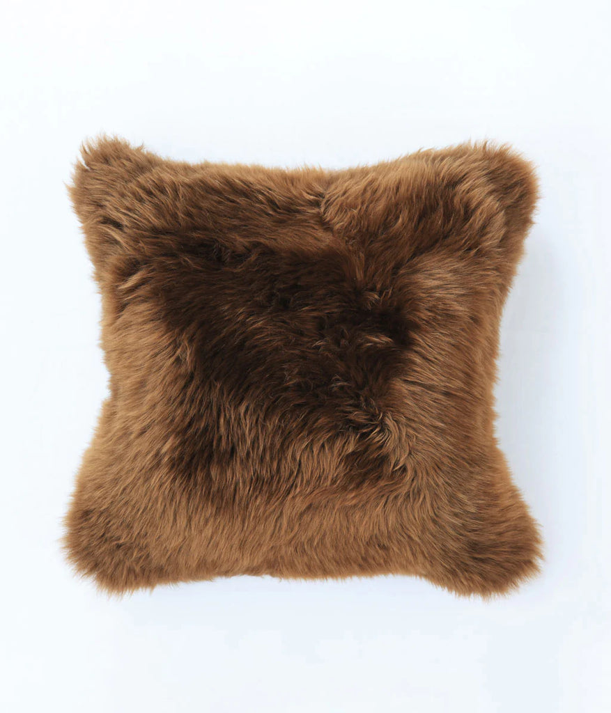 New Zealand Wool Sheepskin Cushion ~ Chestnut