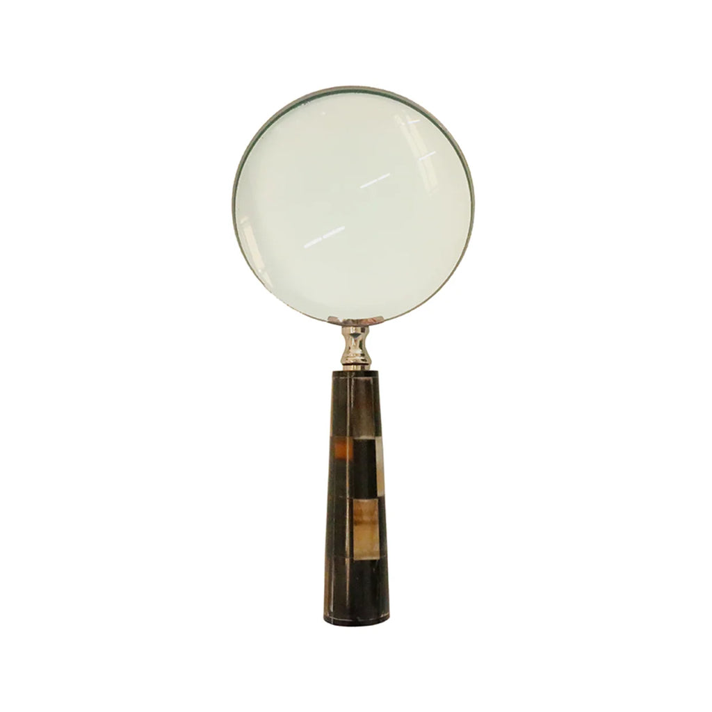 Magnifying Glass Horn Handle Nickel Finish