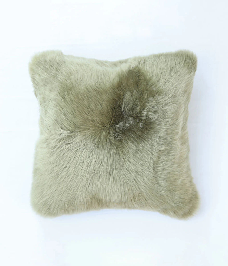 New Zealand Wool Sheepskin Cushion ~ Olive