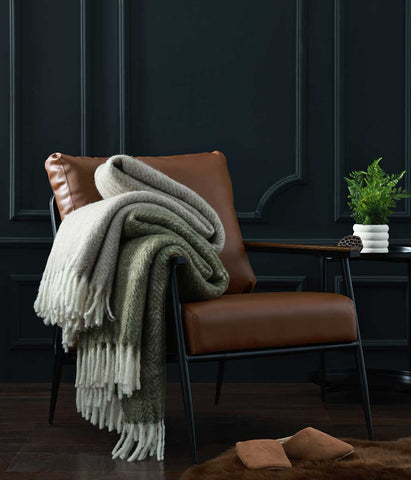 New Zealand Wool Throw ~ Olive