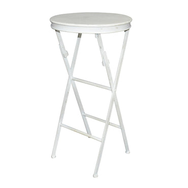 French Country Folding Side Table Tall White