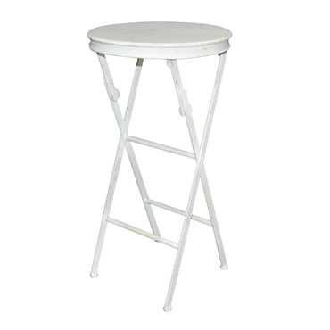 French Country Folding Side Table Tall White