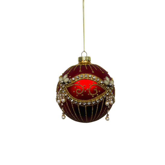 RED BALL WITH GOLD PAINT AND DIAMANTES