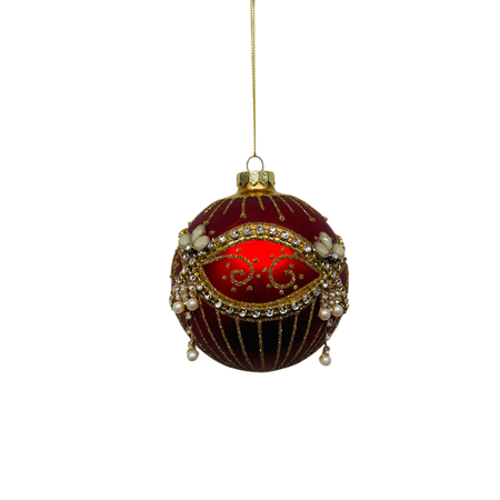 RED BALL WITH GOLD PAINT AND DIAMANTES
