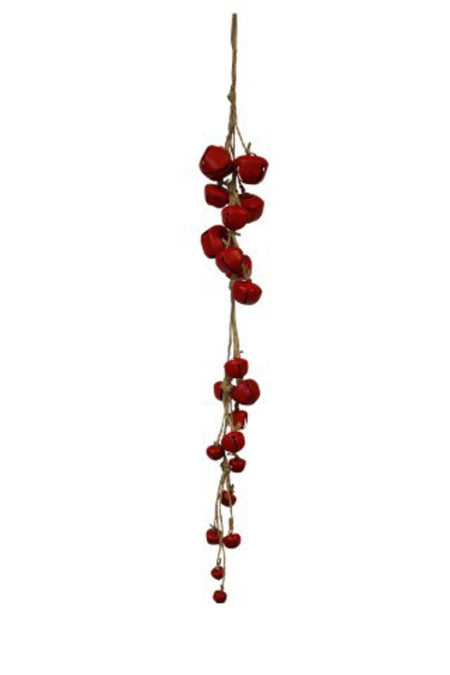 Red Metal Mini Bells Hanging Dec 50cm