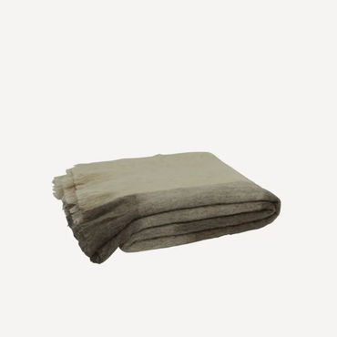 Beige Brown Plaid Fringe Throw