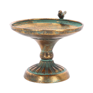 Aged Metal Bird Bath Round