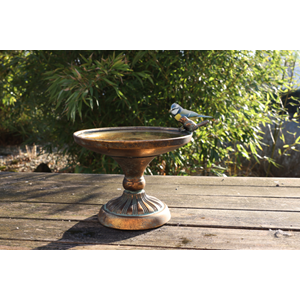 Aged Metal Bird Bath Round
