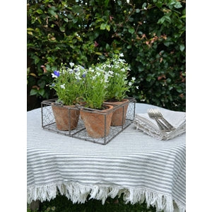 Aged Terracotta 4 Pots in Wire Basket