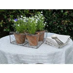 Aged Terracotta 4 Pots in Wire Basket