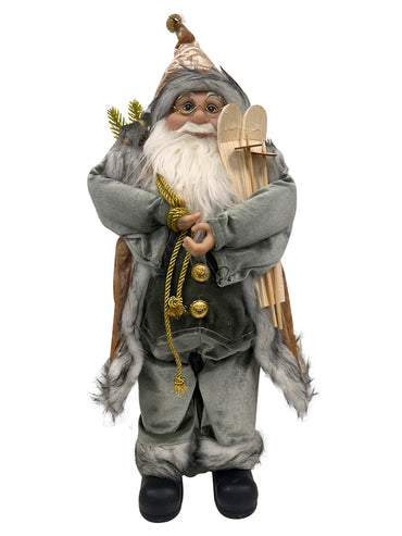Champagne Velvet Coat Santa with Skis