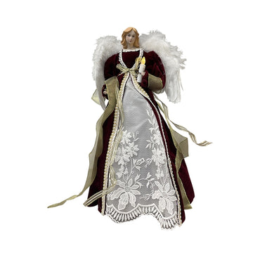 Tree Top Angel in Burgundy & Ivory