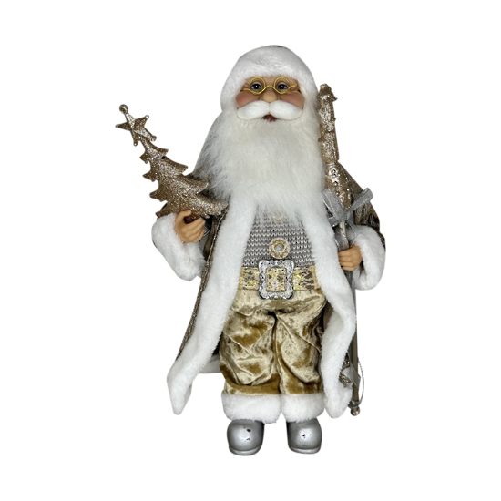 Standing Santa in Gold with White Tree ~ 40cm