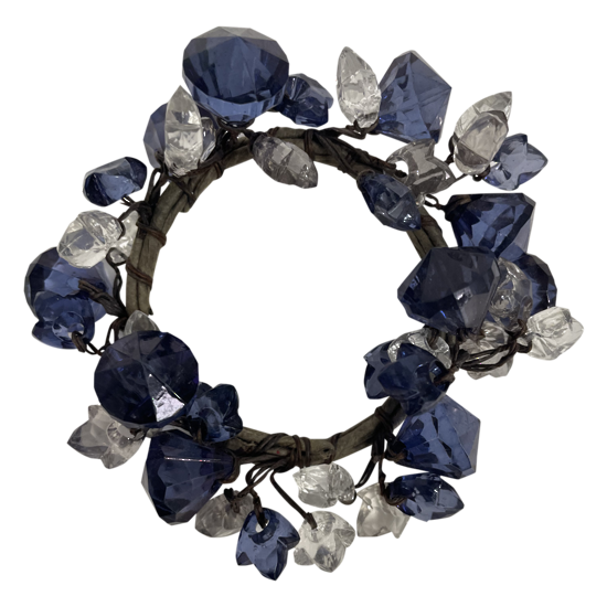 Navy Blue Beaded Candle Ring