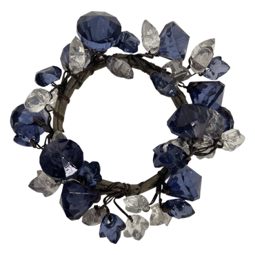 Navy Blue Beaded Candle Ring