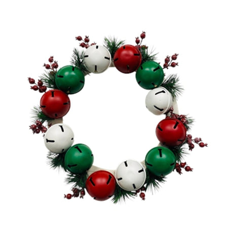 RED/GREEN/WHITE METAL BELL WREATH