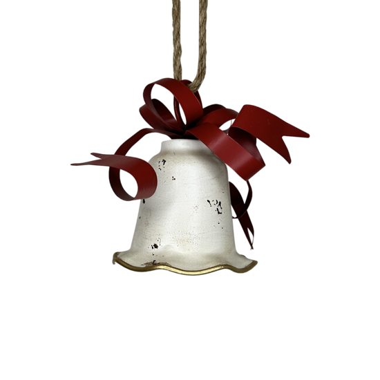 Small White Bell with Red Bow