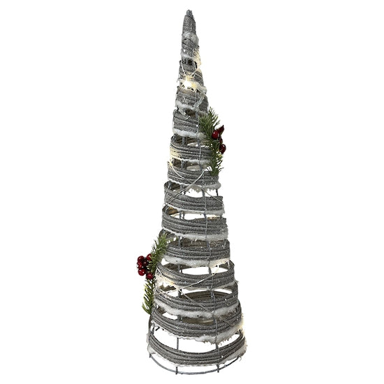 LED White Rattan Cone Tree