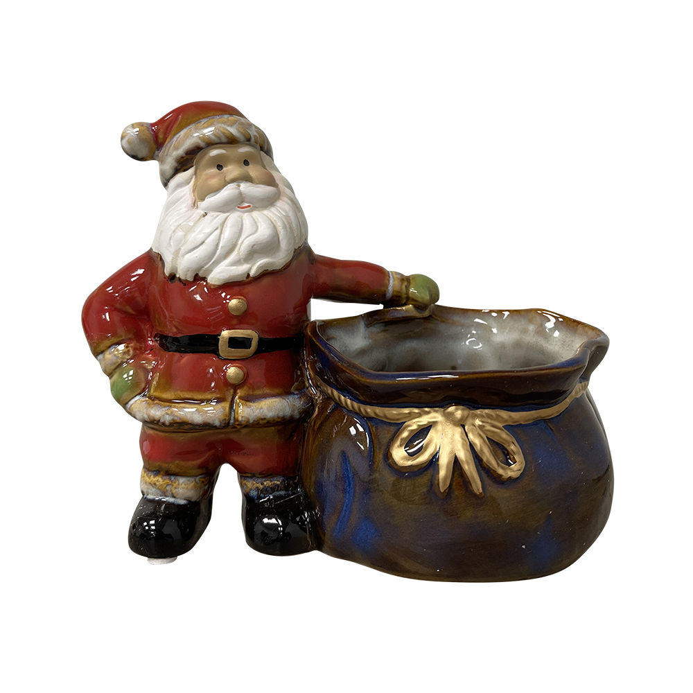 Aged Ceramic Santa with pot