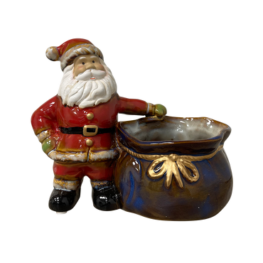 Aged Ceramic Santa with pot