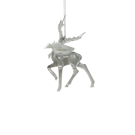 Prancing Deer Hanger with White Feathers