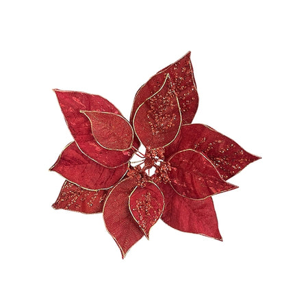 RED POINSETTIA ON CLIP