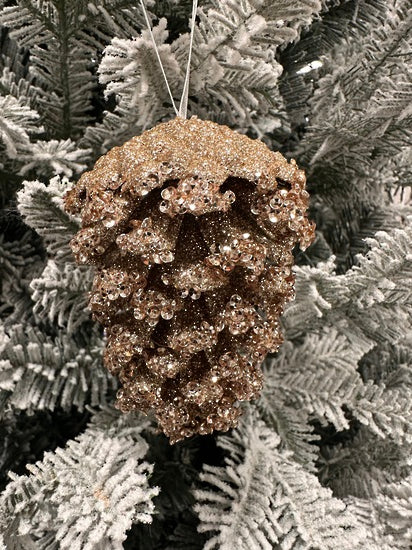 Champagne Glittered Pinecone
