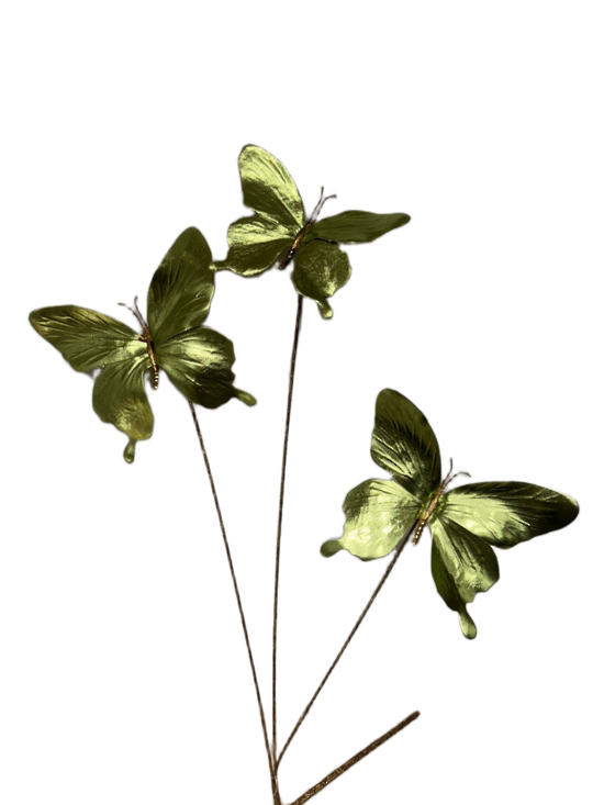 Green Butterflies Spray, set of 3