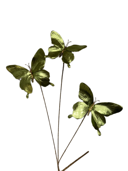 Green Butterflies Spray, set of 3