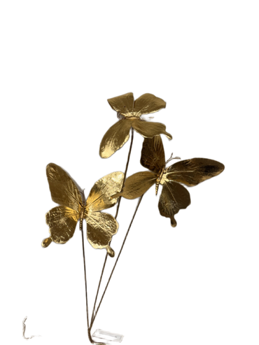 Gold Butterflies Spray, set of 3