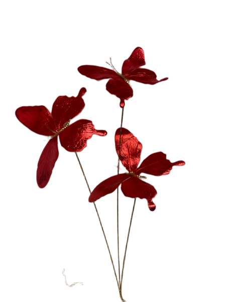 Red Spray Butterflies, set of 3