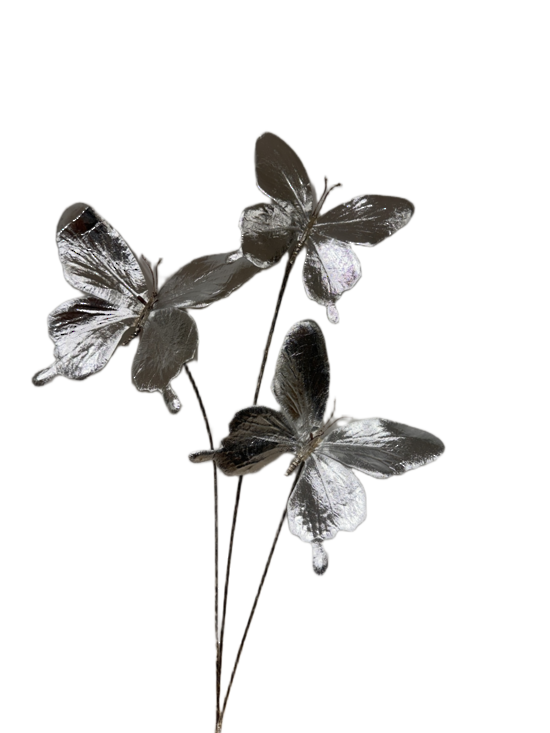 Silver spray butterflies, set of 3