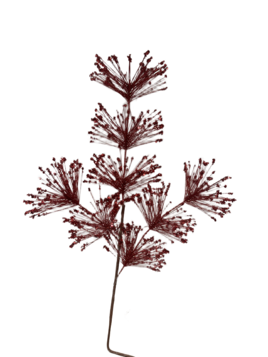 Red Glitter Pine Needles Spray