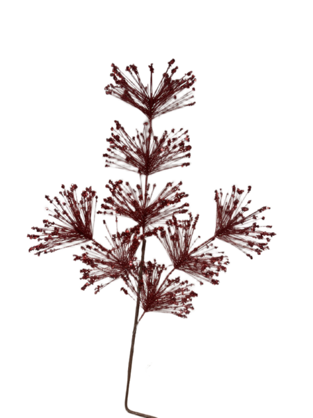 Red Glitter Pine Needles Spray