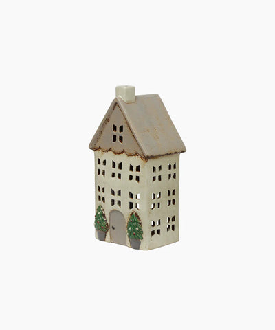 Christmas Tea Light House Stone with Pots Medium