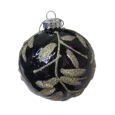 Purple with Gold Glitter Ball Hanger