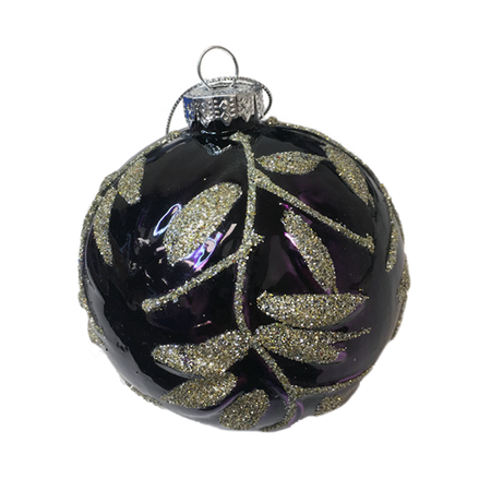 Purple with Gold Glitter Ball Hanger