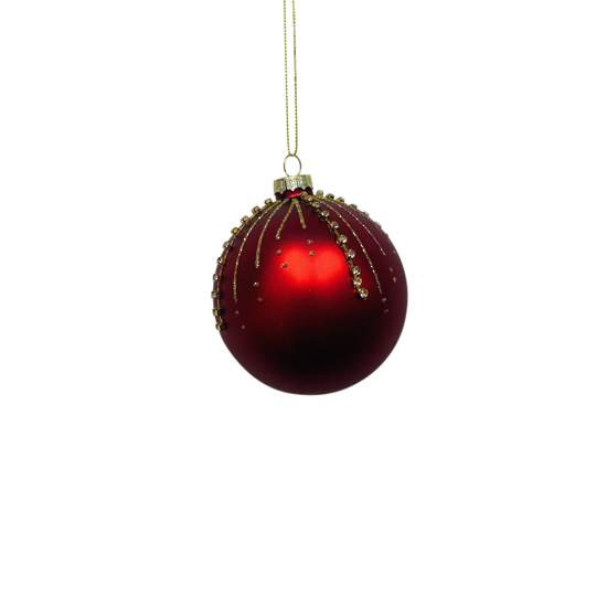 Red Glass Ball with Gold Diamond Drops