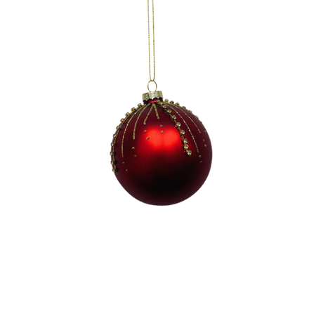 Red Glass Ball with Gold Diamond Drops