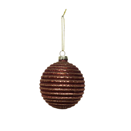 Blush Glass Ribbed Ball