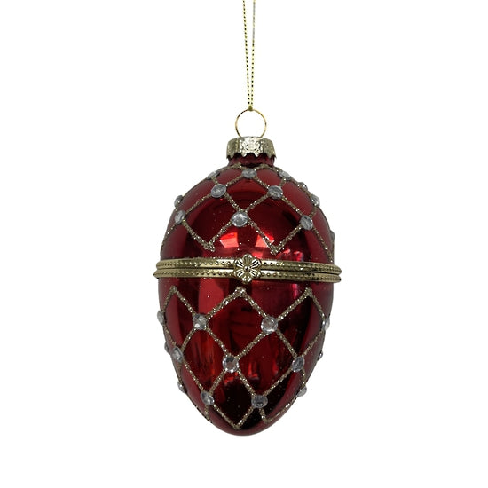 Red Diamante Glass Opening Egg Hanger