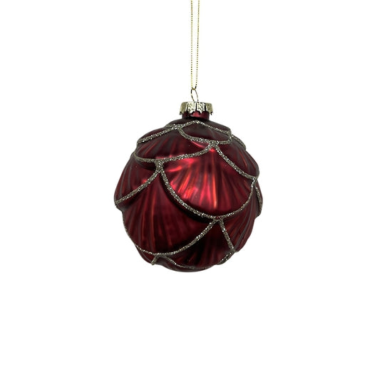 Red & Silver Leaf Ball Hanger